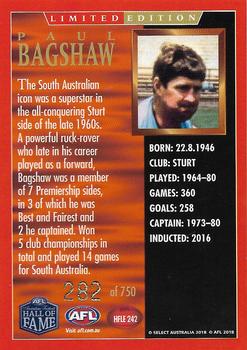 2018 Select Legacy - Hall of Fame Series 5 Limited Edition #HFLE242 Paul Bagshaw Back